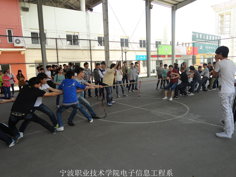 图为：电子信息工程系拔河比赛现场
