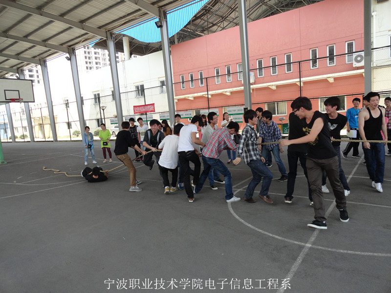 图为：电子信息工程系拔河比赛现场